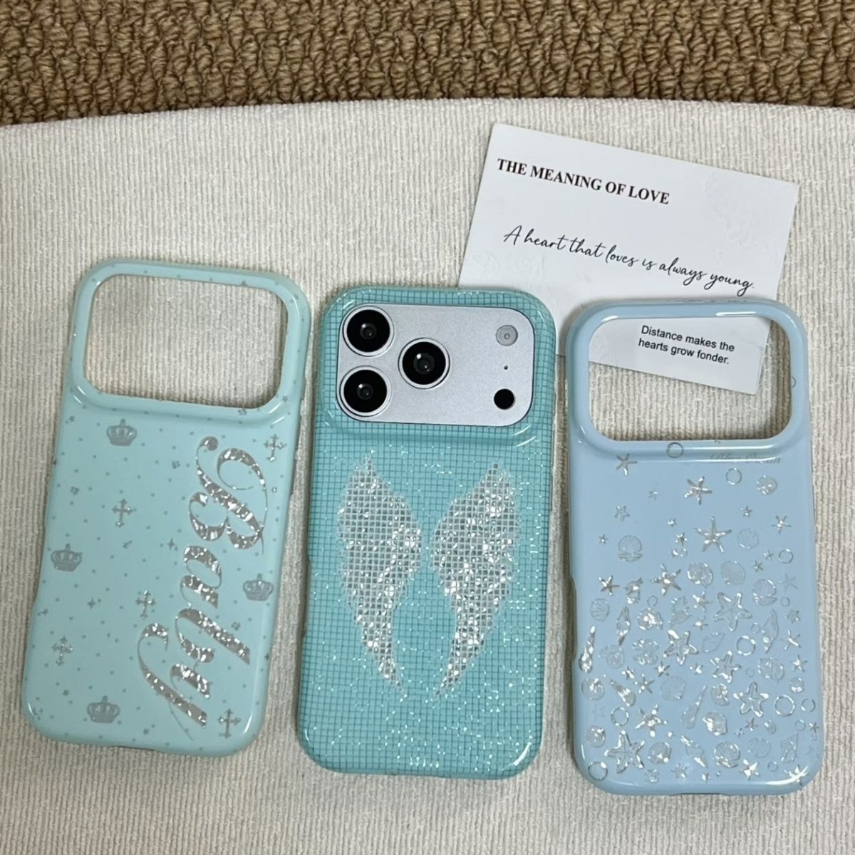Phone Accessories Iphone - Koreaanse Mintkleurige Engelse Kruis Engelenvleugels Telefoonhoesje